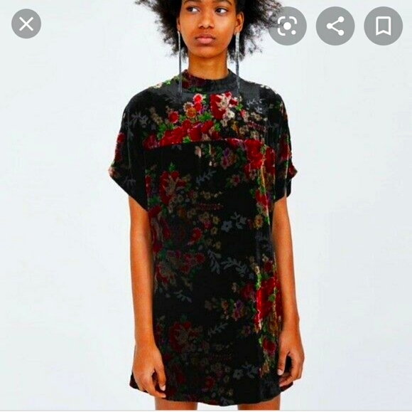 Zara Dresses & Skirts - ✨HP✨ Zara Velvet floral mini dress